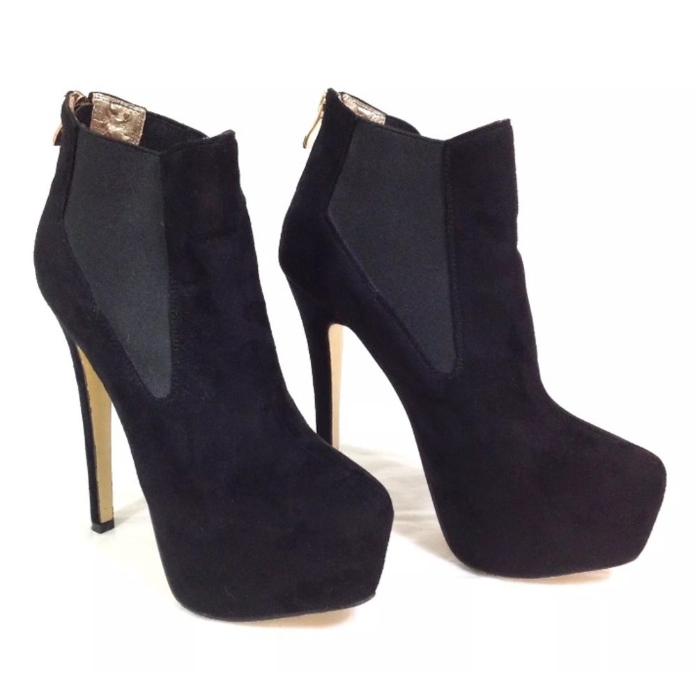 $98 Luichiny Black Booties 6” Heel Women’s Size 8